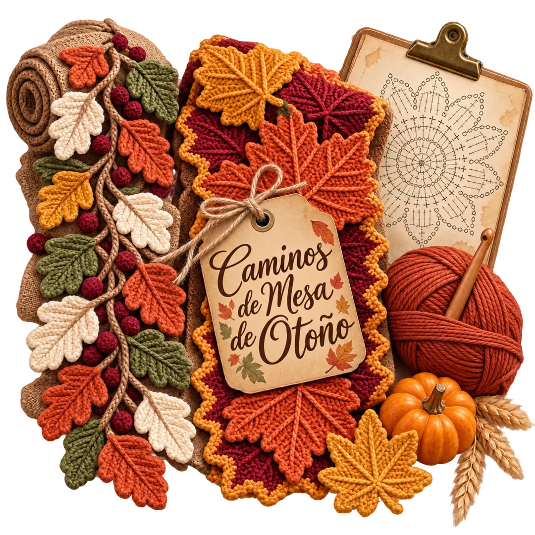 Kit Básico con los 10 patrones de caminos de mesa de otoño a crochet